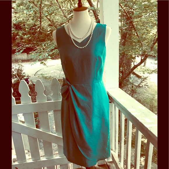 Alex Marie Dresses & Skirts - Alex Marie Teal Faux Wrap Side Half Bow Dress 4